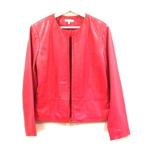 Women Size 12 Vintage Red Genuine Leather Blazer
